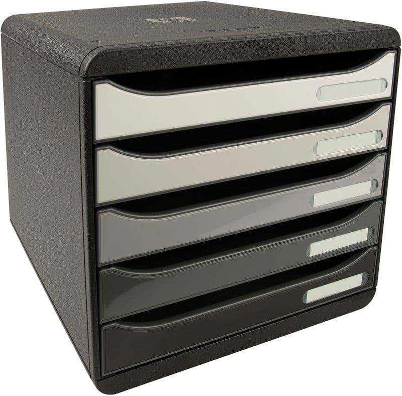 Exacompta Shades of grey Drawer Unit Plastic Grey 5 Drawers 27.8 x 34.7 x 27.1 cm A4+