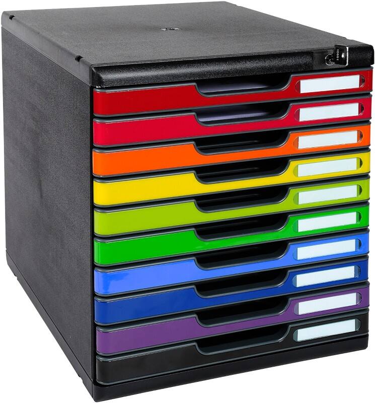 Exacompta Iderama Drawer Unit Plastic Glossy Harlequin 10 Drawers 28.8 x 35 x 32 cm A4+