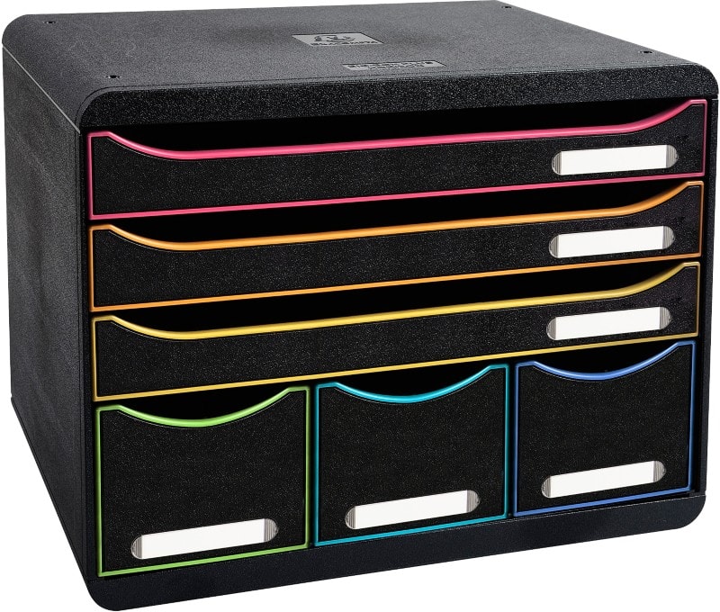 Exacompta Black office Drawer Unit Plastic Black Harlequin 6 Drawers 35.5 x 27 x 27.1 cm A4+