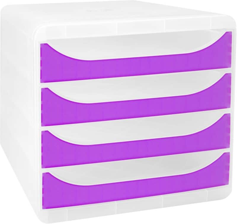 Exacompta Chromaline Drawer Unit Plastic Purple 4 Drawers 27.8 x 34.7 x 26.7 cm A4+