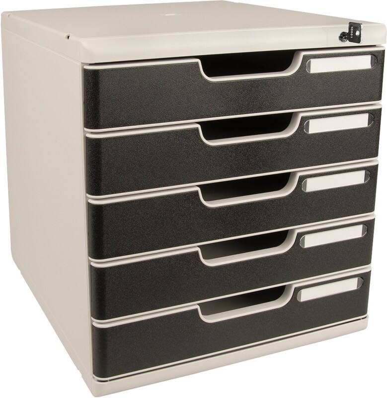 Exacompta Office Drawer Unit Plastic Black 5 Drawers 28.8 x 35 x 32 cm A4+