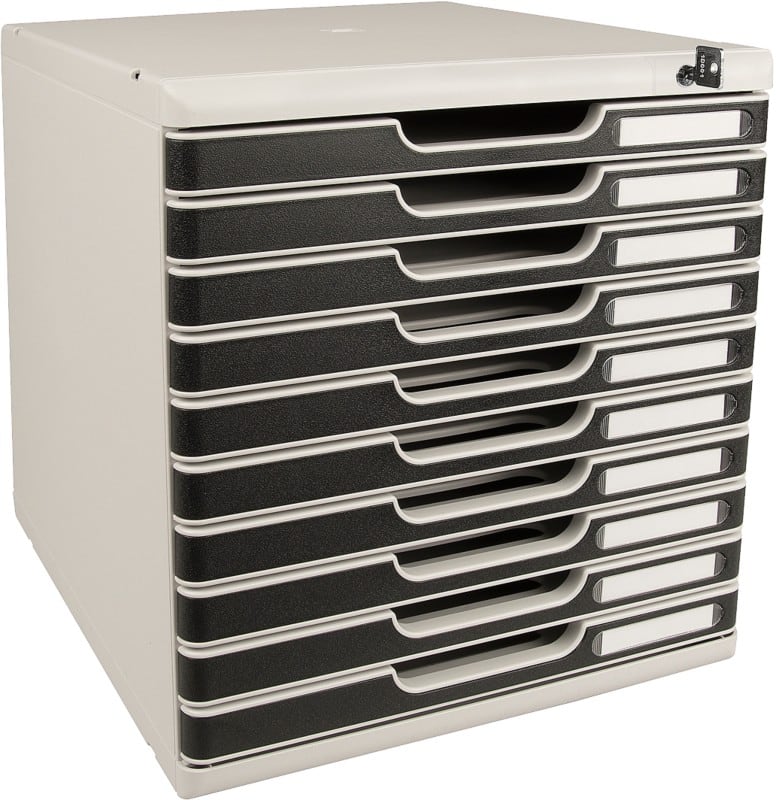 Exacompta Office Drawer Unit Plastic Black 10 Drawers 28.8 x 35 x 32 cm A4+