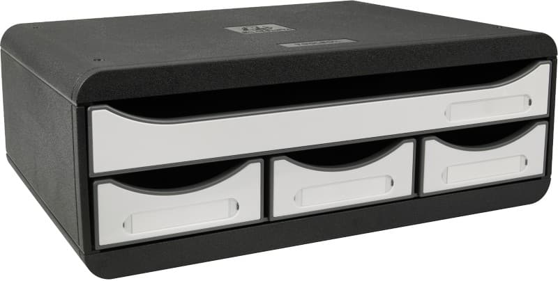 Exacompta Mini Drawer Unit Plastic Black, Glossy White 4 Drawers 35.5 x 27 x 13.5 cm A4+