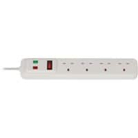 brennenstuhl 4-Way Extension Lead UK with Surge Protection and Neon Indicator 2m White