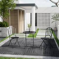 Living and Home Garden Furniture Set Metal Black LG1040LG1041