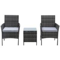 Living and Home Garden Furniture Set Rattan Grey PM1086