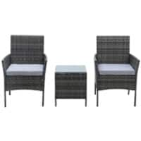 Living and Home Garden Furniture Set Rattan Grey PM1086