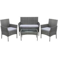 Living and Home Garden Furniture Set Rattan Grey PM1088