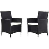 Living and Home Dining Chair Rattan 580 x 600 x 840 mm Black Pack of 2