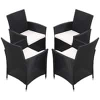 Living and Home Dining Chair Rattan 580 x 600 x 840 mm Black Pack of 4