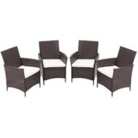 Living and Home Dining Chair Rattan 580 x 600 x 840 mm Brown Pack of 4