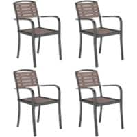 Living and Home Dining Chair WPC (Wood Plastic Composite), Metal 540 x 495 x 890 mm Brown Pack of 4