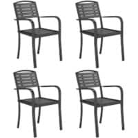 Living and Home Dining Chair WPC (Wood Plastic Composite), Metal 540 x 495 x 890 mm Grey Pack of 4
