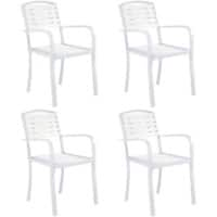 Living and Home Dining Chair WPC (Wood Plastic Composite), Metal 540 x 495 x 890 mm White Pack of 4