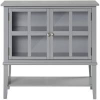 DOREL HOME Franklin PB, Glass; Paper Wrap; Metal Storage Cabinet Non Lockable 800.10 (W) x 396.24 (D) x 779.78 (H) mm Grey
