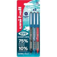 uni-ball eye ocean care Rollerball Pen Assorted UB-150 Pack of 3