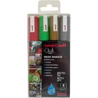uni-ball Chalk Marker PWE-5M CHRISTMAS Bullet 2.5 mm Red, Green, Silver, Gold Pack of 4