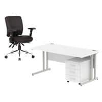 dynamic Impulse Straight Desk and Chair Set MFC (Melamine Faced Chipboard) Silver 