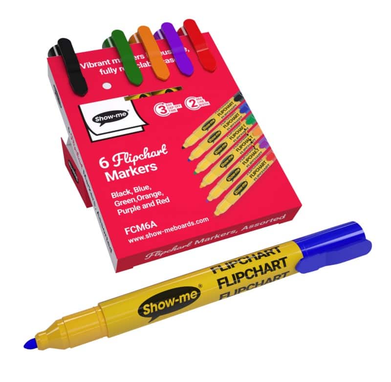 Show-me Flipchart Marker  Medium Bullet  - 2 mm Assorted Pack of 6