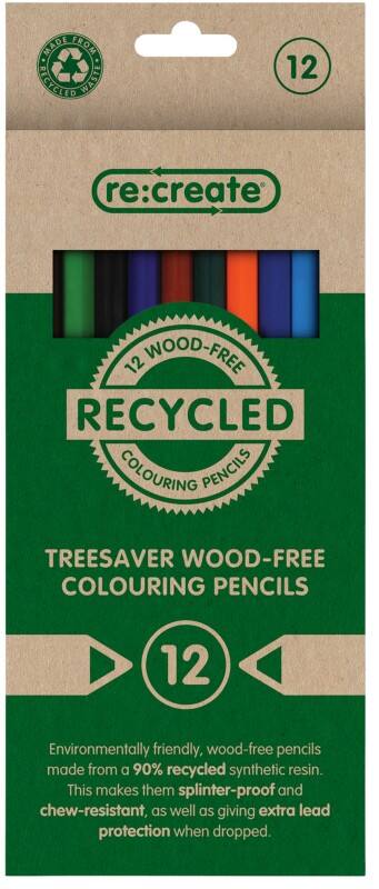Re:Create Treesaver Colouring Pencils Assorted TREE12COL Pack of 12