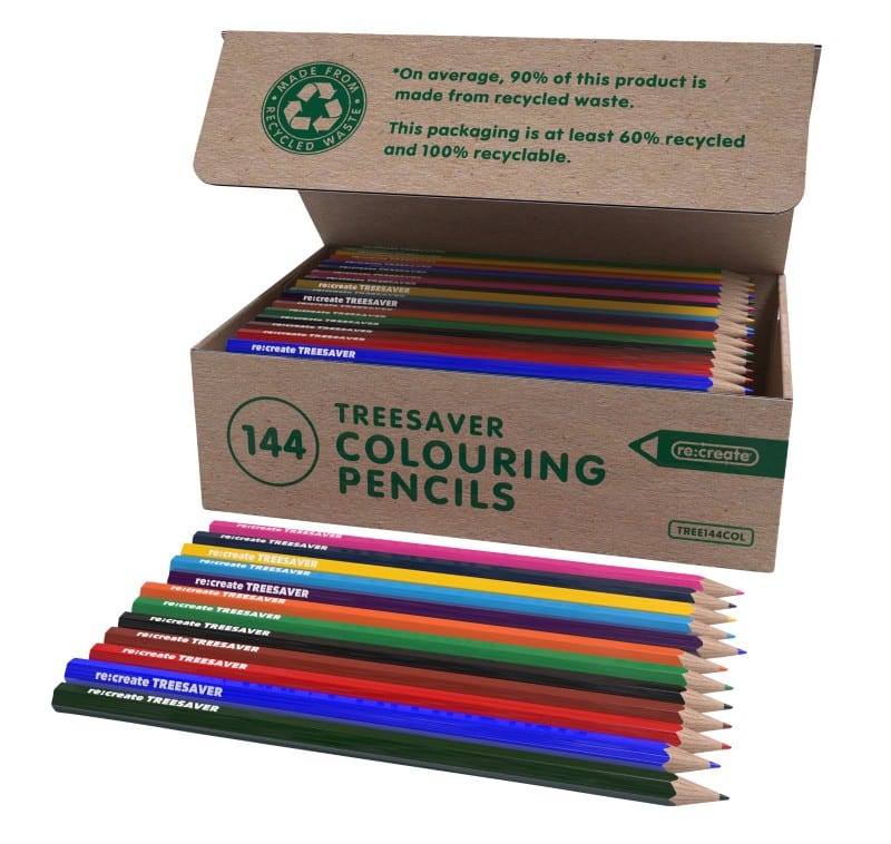 Re:Create Treesaver Colouring Pencils Assorted TREE144COL Pack of 144
