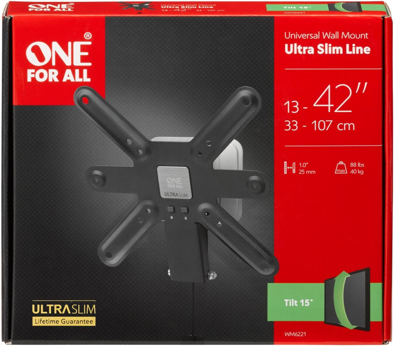 One For All WM 6221 TV mount 109.2 cm (43") Black, White
