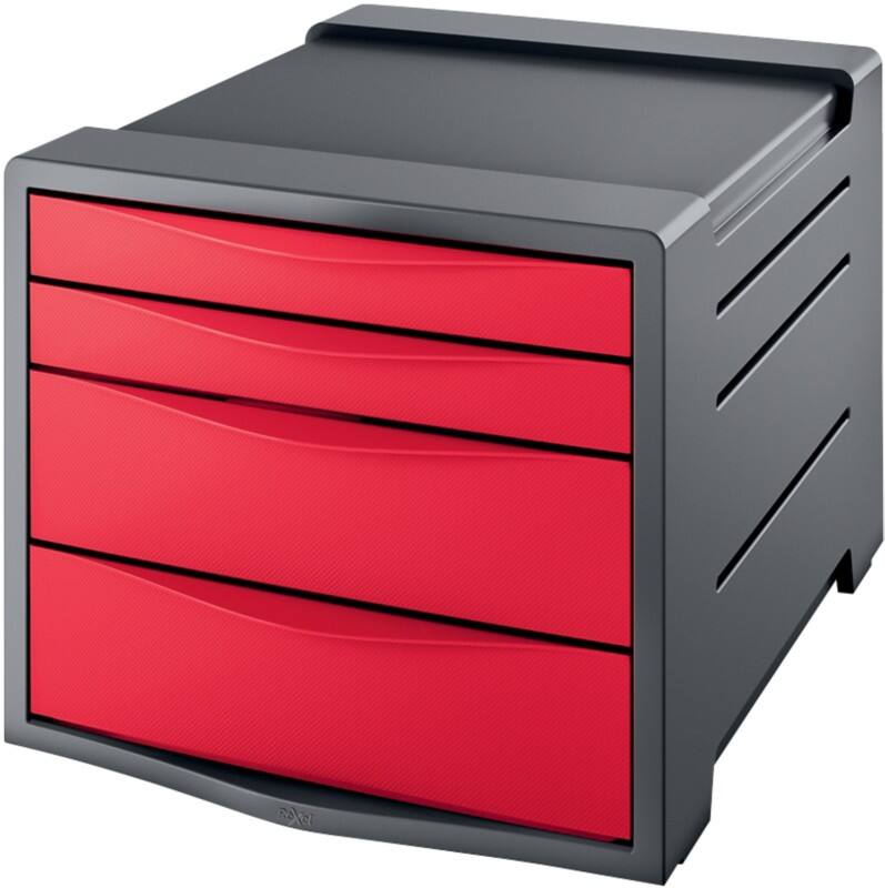 Rexel Choices Desktop Drawers Red 4 Drawers 28.5 x 37.2 x 24.5 cm A4