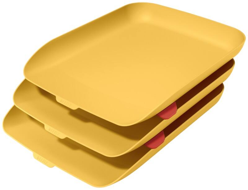 Leitz Cosy Letter Tray 5358 A4 Yellow 26.8 x 35.8 x 4.3 cm Pack of 3