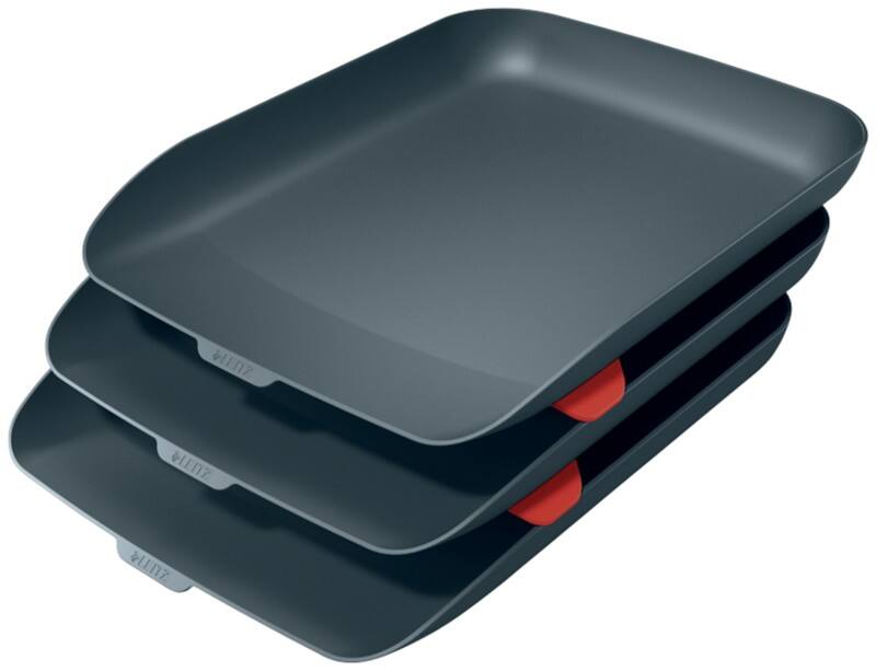 Leitz Cosy Letter Tray 5358 A4 Grey 26.8 x 35.8 x 4.3 cm Pack of 3