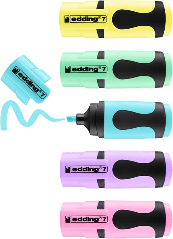 edding Mini 7 Highlighter Assorted Medium Chisel 1 - 3 mm Non Refillable Pack of 5
