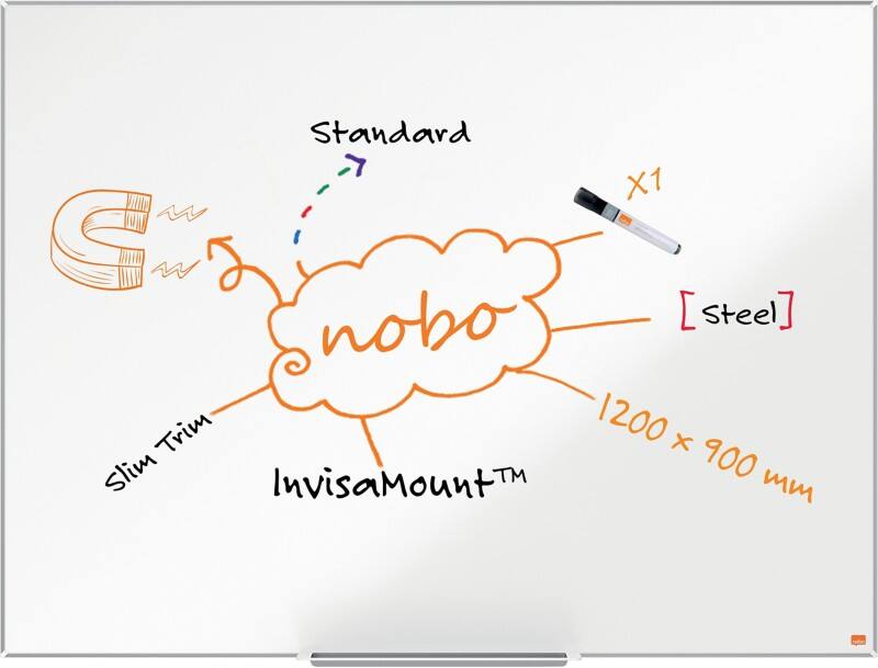 Nobo Impression Pro Whiteboard Magnetic Lacquered Steel Single Sided 120 (W) x 90 (H) cm