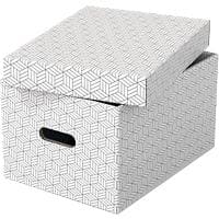 Esselte Home Storage Box 628282 Medium 100% Recycled Cardboard White 265 x 365 x 205 mm Pack of 3
