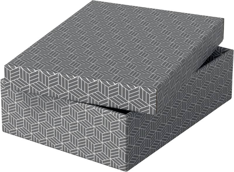 Esselte Home Storage and Gift Box 628285 Medium Flat 100% Recycled Cardboard Grey 265 x 360 x 100 mm Pack of 3