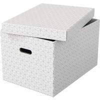 Esselte Home Storage Box 628286 Large 100% Recycled Cardboard White 355 x 510 x 305 mm Pack of 3