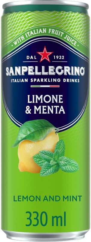 S.Pellegrino Limone & Menta Soft Drink Sparkling Lemon and Mint Can 330 ml Pack of 12