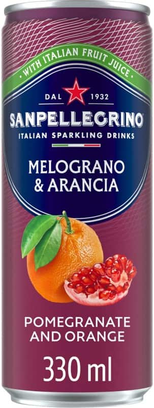 S.Pellegrino Soft Drink Sparkling Orange & Pomegranate Can 330 ml Pack of 12