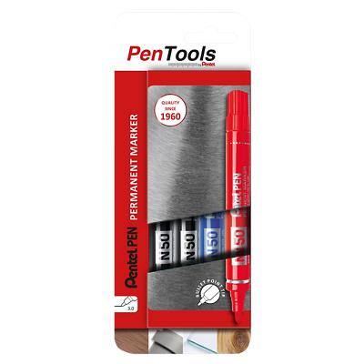 Pentel Permanent Marker Medium Bullet 3 mm Assorted Not Refillable Pack of 4