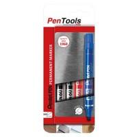 Pentel Permanent Marker Medium Chisel 1,5 - 7 mm Black, Blue, Red Not Refillable Pack of 4
