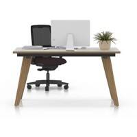 EFG Basecamp Single Desk with oak legs 1200mm x 800mm MFC Top in White