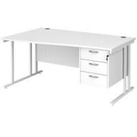 Dams International Wave Desk MC16WLP3WHWH 1,600 x 725 x 800 - 990 mm