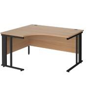 Dams International Left Hand Ergonomic Desk MCM14ELKB 1,400 x 1,200 x 725 mm