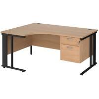 Dams International Left Hand Ergonomic Desk MCM16ELP2KB 1,600 x 1,200 x 725 mm