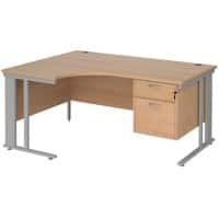 Dams International Left Hand Ergonomic Desk MCM16ELP2SB 1,600 x 1,200 x 725 mm