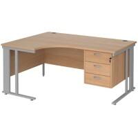 Dams International Left Hand Ergonomic Desk MCM16ELP3SB 1,600 x 1,200 x 725 mm