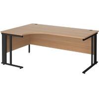 Dams International Left Hand Ergonomic Desk MCM18ELKB 1,800 x 1,200 x 725 mm