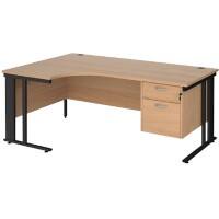 Dams International Left Hand Ergonomic Desk MCM18ELP2KB 1,800 x 1,200 x 725 mm