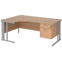 Dams International Left Hand Ergonomic Desk MCM18ELP2SB 1,800 x 1,200 x 725 mm