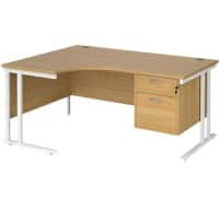 Dams International Left Hand Ergonomic Desk MC16ELP2WHO 1,600 x 1,200 x 725 x 800 - 990 mm