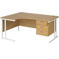 Dams International Left Hand Ergonomic Desk MC16ELP3WHO 1,600 x 1,200 x 725 x 800 - 990 mm