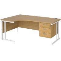 Dams International Left Hand Ergonomic Desk MC18ELP3WHO 1,800 x 1,200 x 725 x 800 - 990 mm